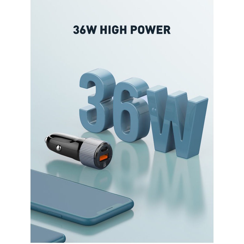 LDNIO C510Q Dual Port Car Charger - PD 3.0 and QC3.0 - 36W Max