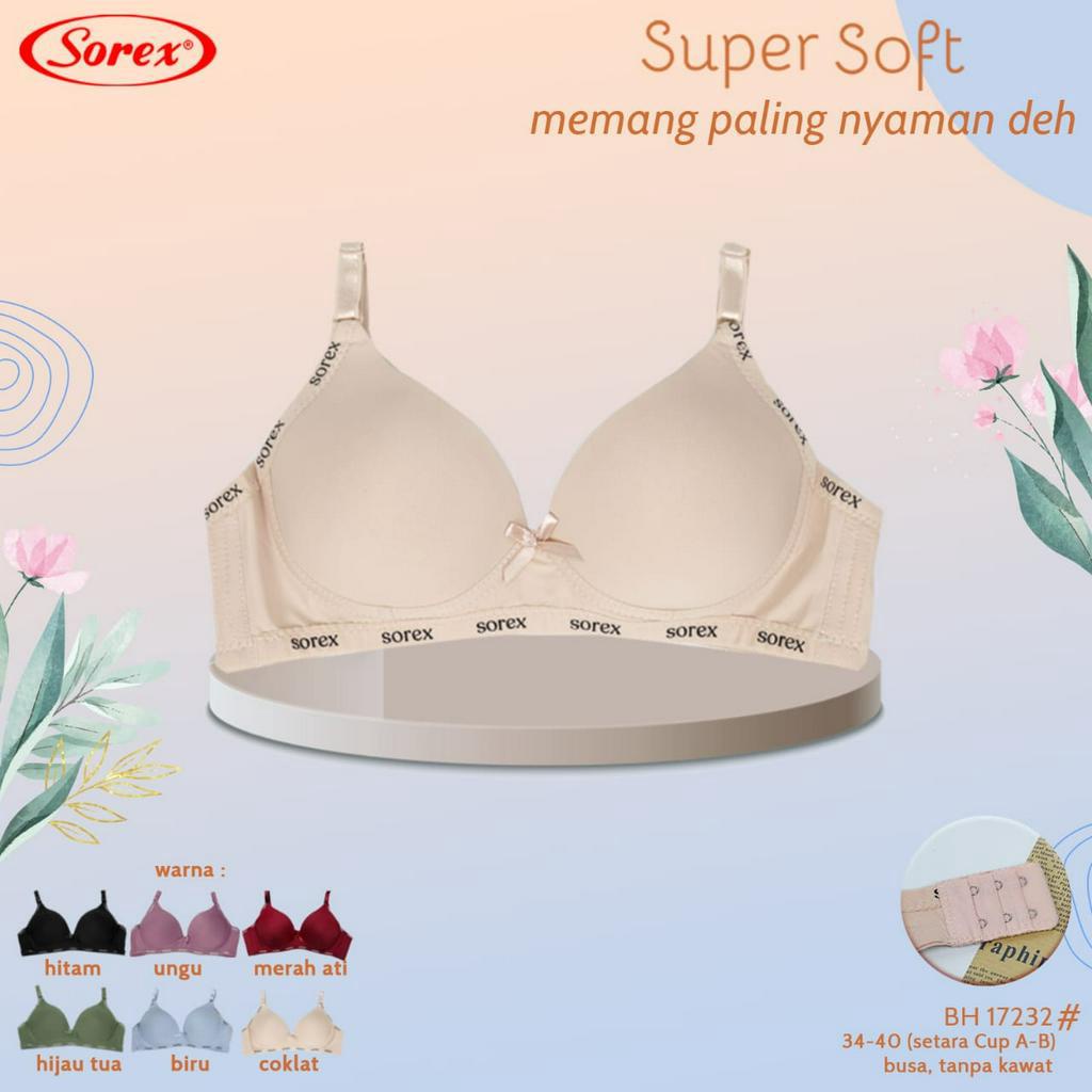 Sorex Bra Busa Tanpa Kawat Kait 2 Setara Cup B BH Harian 17232 cantik casual Lembut Nyaman Tipis Wanita