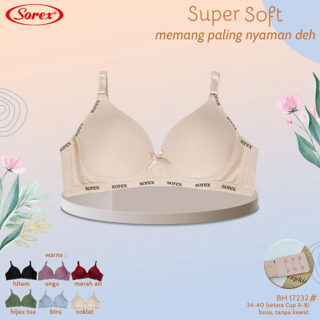 Sorex 17232 - 1 Pcs BH Wanita, Pakaian Dalam Wanita, Busa Tanpa Kawat Kait 2 Setara Cup B - BH Harian Casual Style Bra