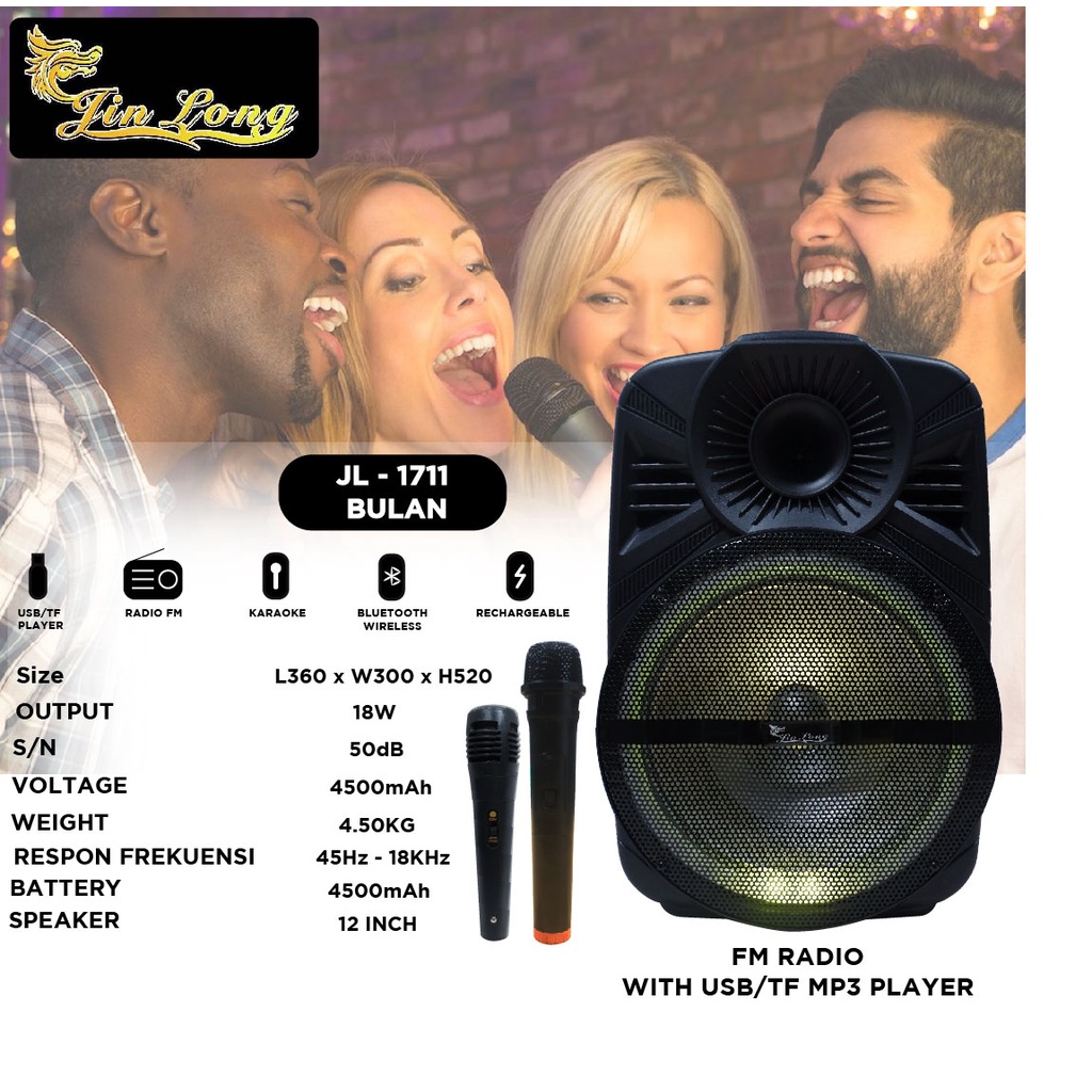 SPEAKER JINLONG ORIGINAL JL 1711 BULAN SPEAKER BLUETOOTH SPEAKER KARAOKE