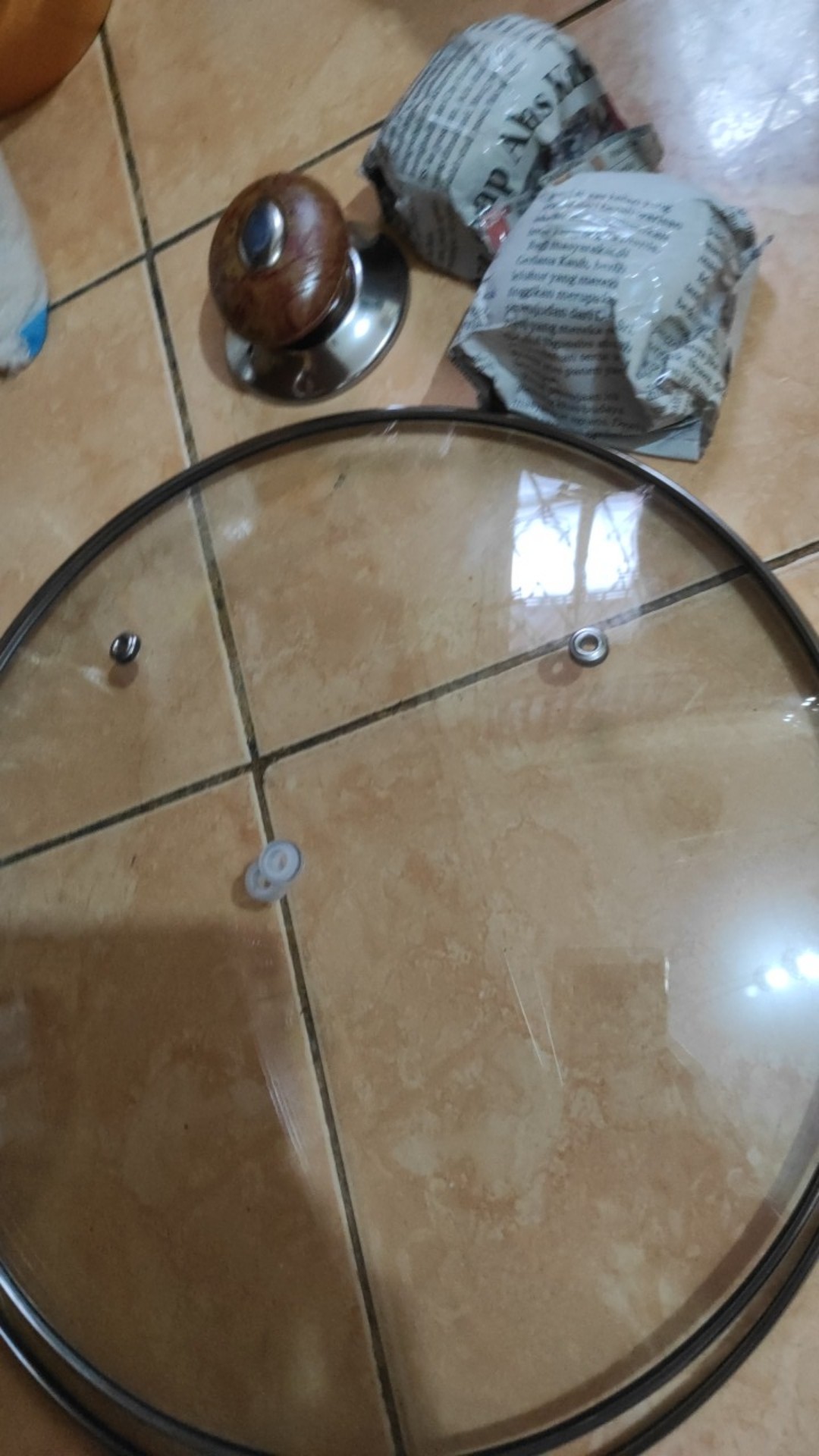 Knop / Pegangan Tutup Panci Model Oval Motif Kayu Bahan Phenolik