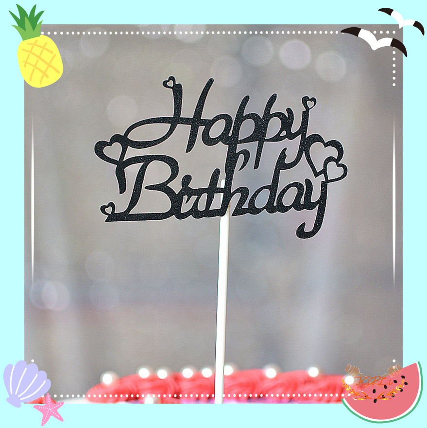 Topper Kue Desain, Happy Birthday, Bahan Akrilik, Untuk Dekorasi