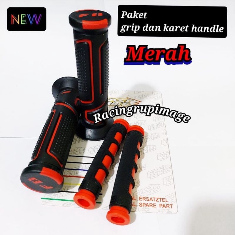 paket hemat handgrip garis plus karet handle jari 1 set grip garis TDR rubber grip universal motor MERAH