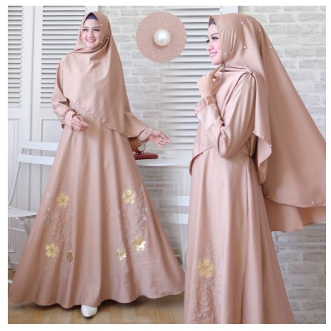 GAMIS JUMBO | Baju muslim santai setelan gamis JANELA & jilbab GAMIS SET TERABARU