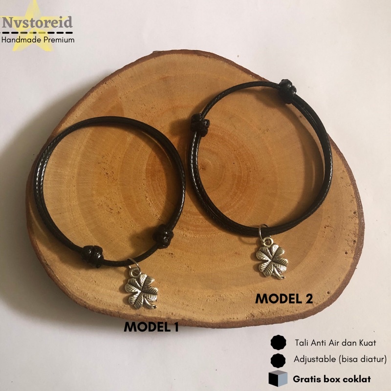 Gelang Daun Silver / Gelang Tali Pria Wanita Hits