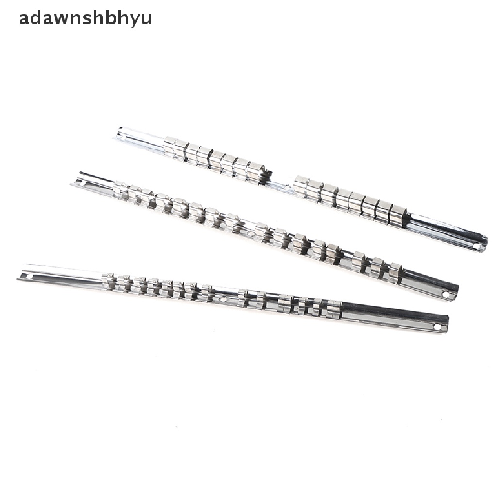 Adawnshbhyu 1pc Socket Rack Holder 1per4 3 /8 1/2in Dengan 16klip Rel Alat Organizer Penyimpanan