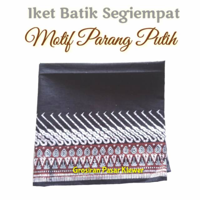 Iket Kepala Batik / Iket kepala Jawa / Iket Blangkon Segiempat Motif Parang Putih
