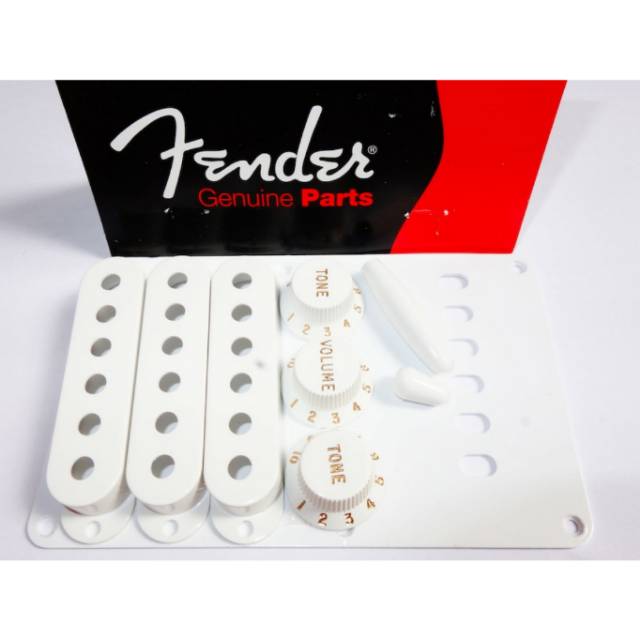 aksesoris gitar Fender Stratocaster hitam knob cover pickup cover Tremolo switch tip tremolo arm tip