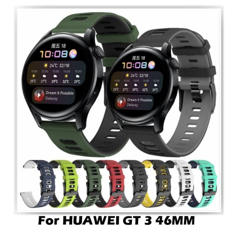 STRAP TALI JAM TANGAN - HUAWEI GT 3 46MM / GT3 46MM - STYLE TWOTONE SILICONE RUBBER 22MM