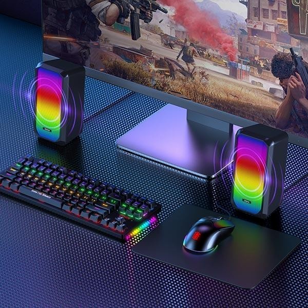 Speaker PC Gaming Komputer Gamen GS6 Multimedia RGB Rythm Lights