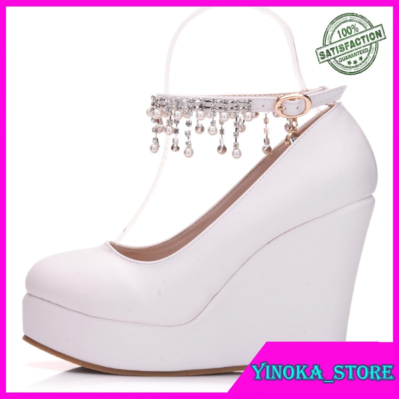 white platform wedge shoes