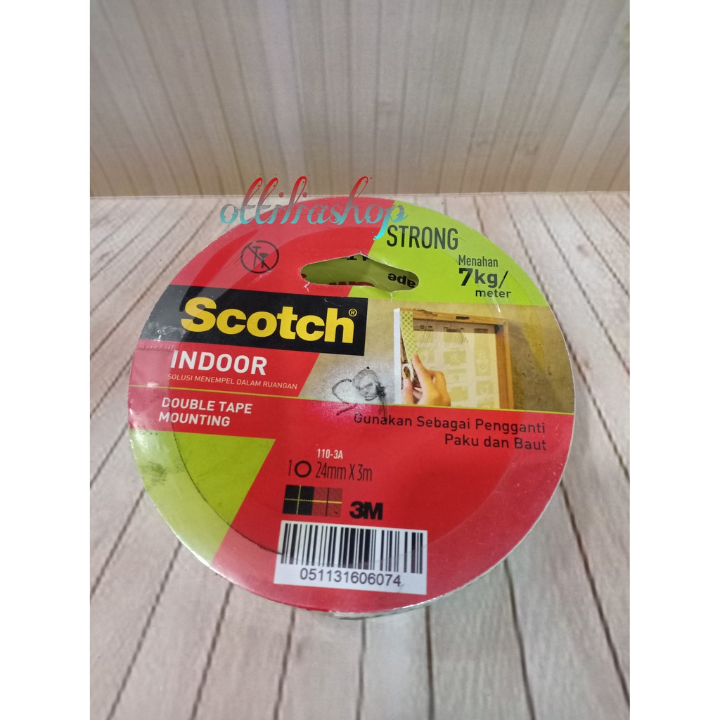 

DOUBLE TAPE SCOTCH INDOOR 3M (24MM X 3M ) MENAHAN BEBAN 7 KG/M DOUBLE TAPE MOUNTING