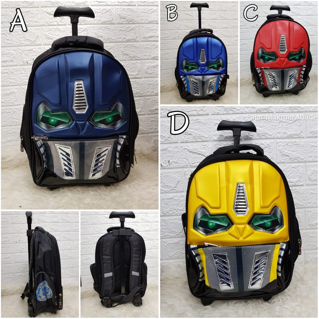 Tas Troli Sekolah Anak SD TK Transformer LED / Tas Sekolah Anak Laki / A225