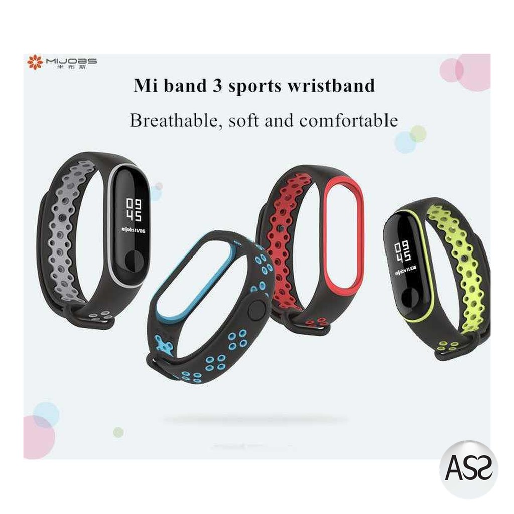 ASS Shop - Mijobs Sport Strap Watchband Breathable Silicone Xiaomi Mi Band 3/4