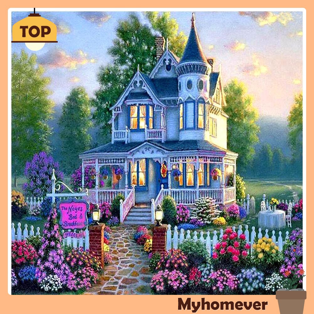 Diy Lukisan Diamond 5d Dengan Gambar Villa Bunga Untuk Hiasan