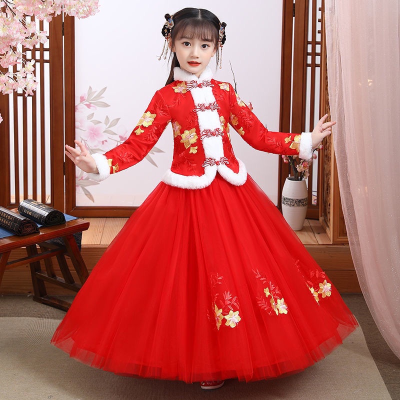 Children's Hanfu girls' ancient costume super fairy thickened dress Chinese style Princess Dress win