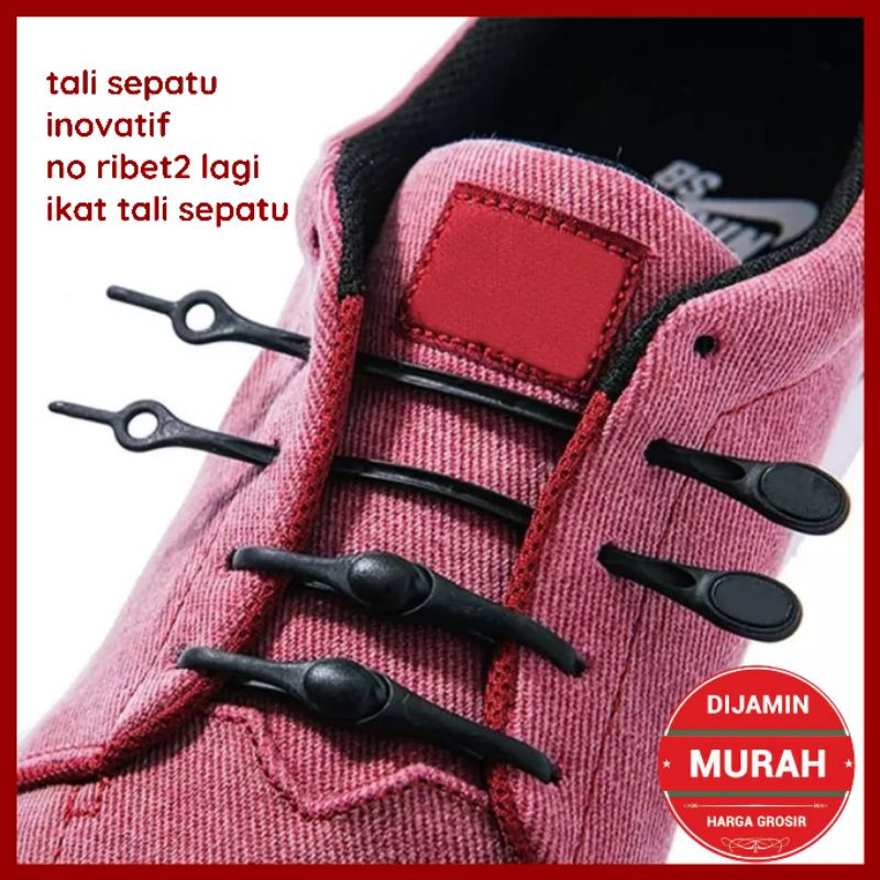 TALI SEPATU INOVATIF BAHAN KARET ELASTIS V TIE TALI SEPATU PRAKTIS