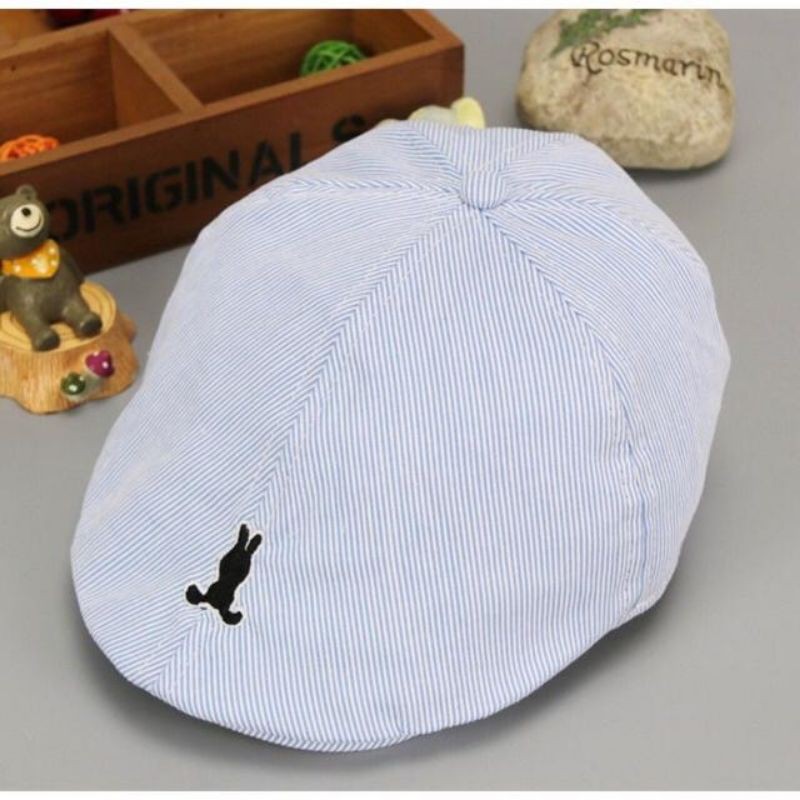 Topi Beret Anak Bayi Laki Baby boy hat cap Import-Blue
