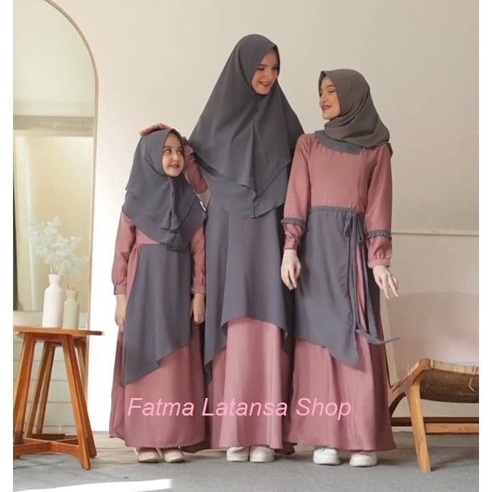 Sarimbit rauna rk 334 / Rgr 08 / rga 01 Abu / baju couple / gamis anak / baju dewasa /gamis syari /g