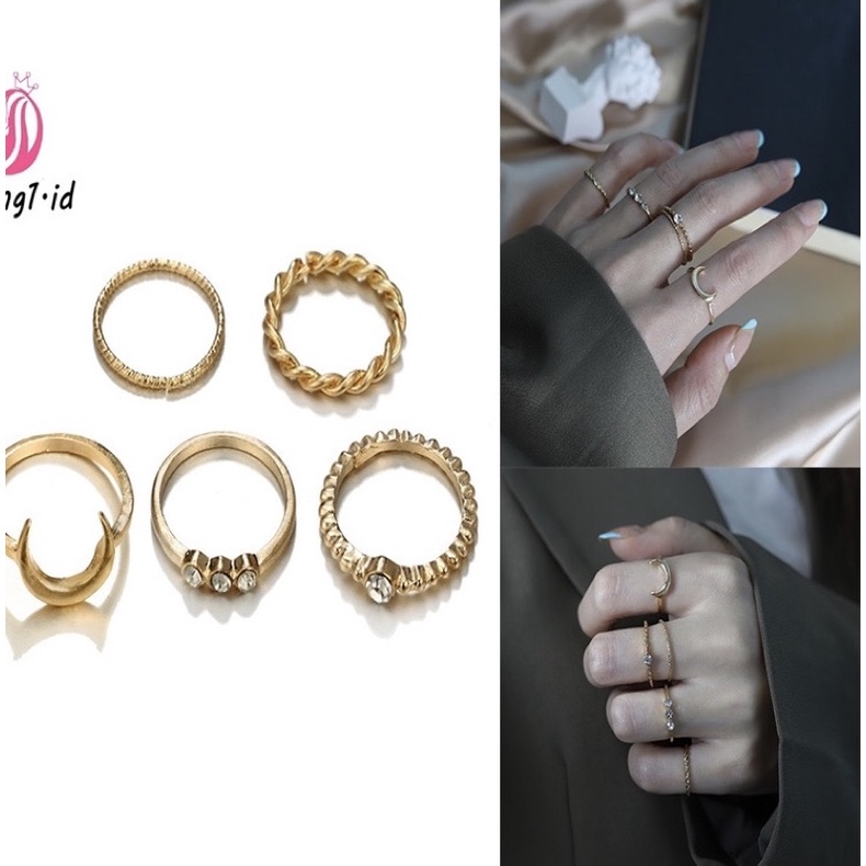 LMB 5 ring CINCIN EMAS MODEL UNIK IMPOR