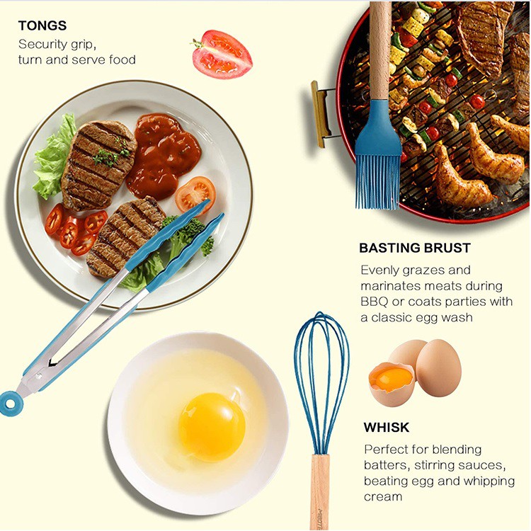 SUTIL SILIKON / SPATULA SILIKON TAHAN PANAS DENGAN GAGANG KAYU PER PCS