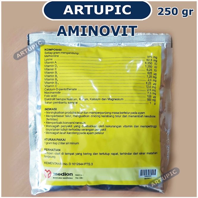 Aminovit 250 gram Serbuk Multivitamin Unggas Ayam Petelur Medion