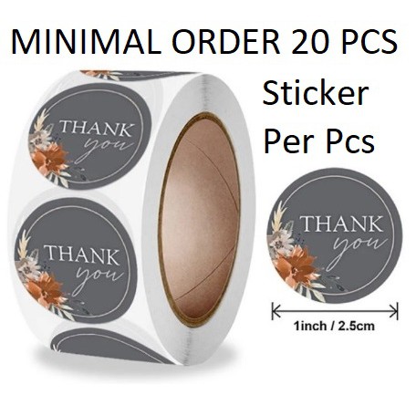 

TQ051 Per Pcs Sticker Tempel Thank You Floral Light Purple Bulat D 2.5 Cm Seal Kemasan Packing