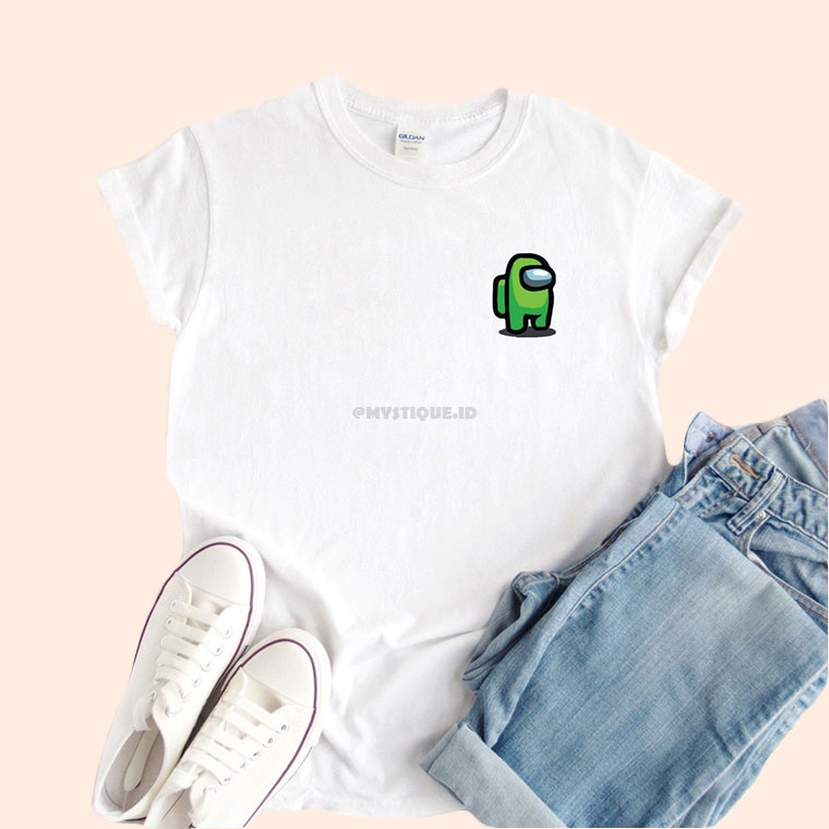 MYSTIQUE.ID - BAJU KAOS AMONG US BABY GREEN CHARACTER AESTHETIC DAN LUCU