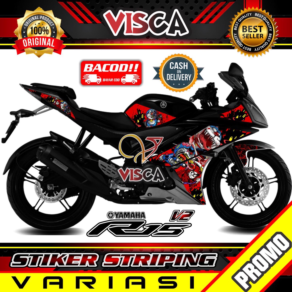 Striping R15 V2 Variasi - Stiker Sticker Striping Variasi Lis Yamaha R15 V2 Doraemon Zombie