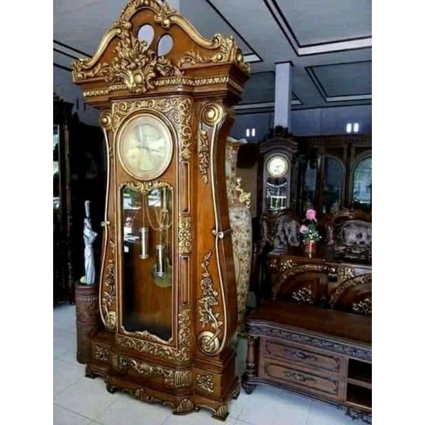 almari jam berawijaya biola ukir kayu jati klasik modern mewah furniture murah mebel jepara