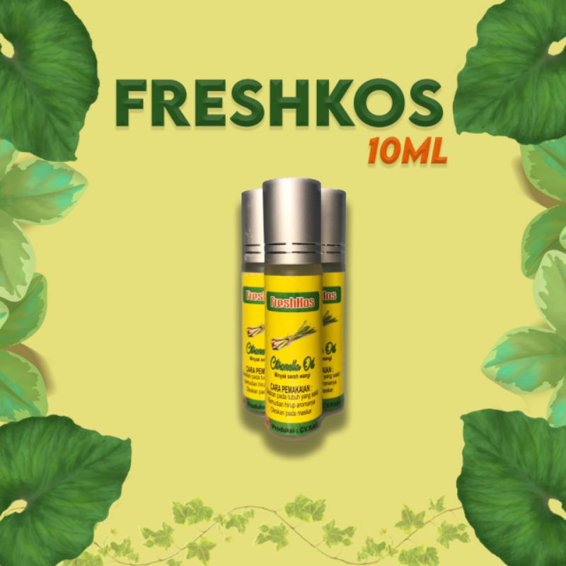 FRESHKOS Minyak Sereh Wangi Cympobogon Nardus Roll On 10 ml obat asam urat , rematik dll