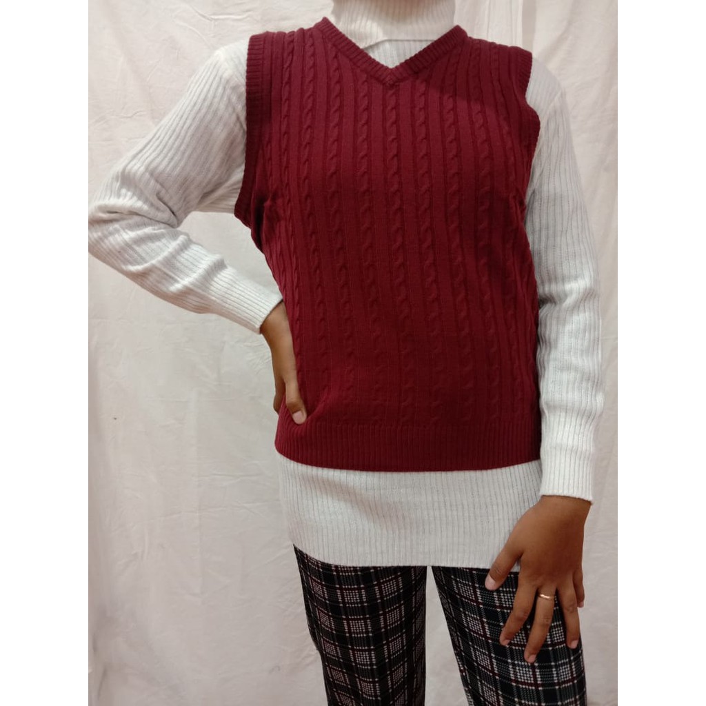 Vest Rajut Delmi / Vest Cable / Rompi Rajut V Neck / Rompi Rajut Andien