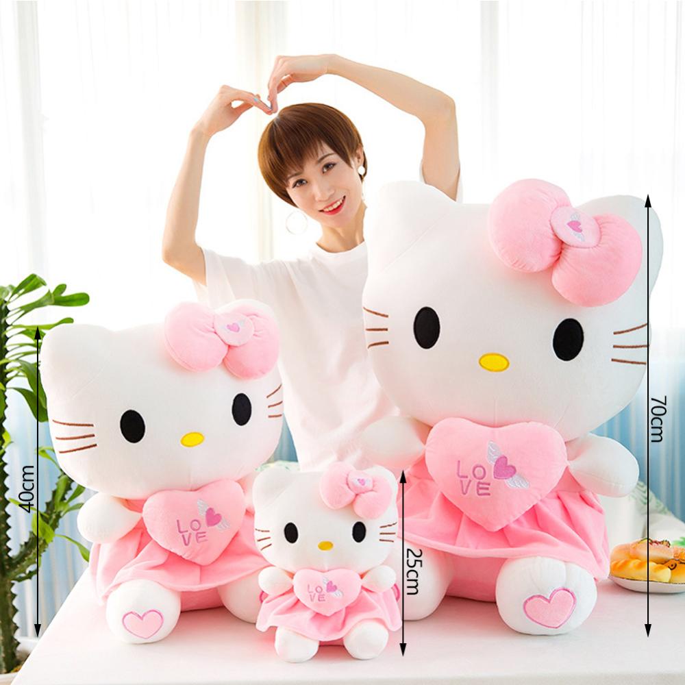 Timekey Mainan Boneka Stuffed Plush Kartun Hello Kitty 25cm Untuk Hadiah Ulang Tahun Anak N9Y8