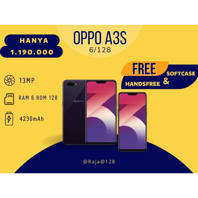 OPPO A3S RAM 6/128 FREE HANDSFREE &amp; SOFTCASE