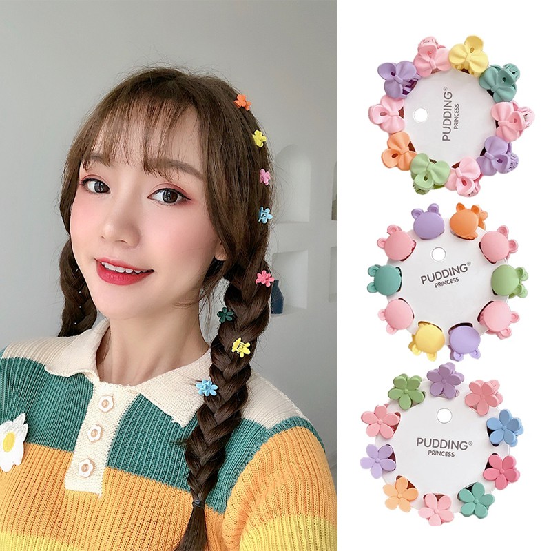 10 Pcs Korean Candy Color Cute Mini Children Hair Clip Fashion Solid Color Sweet Hairpin Women Hair Accessories