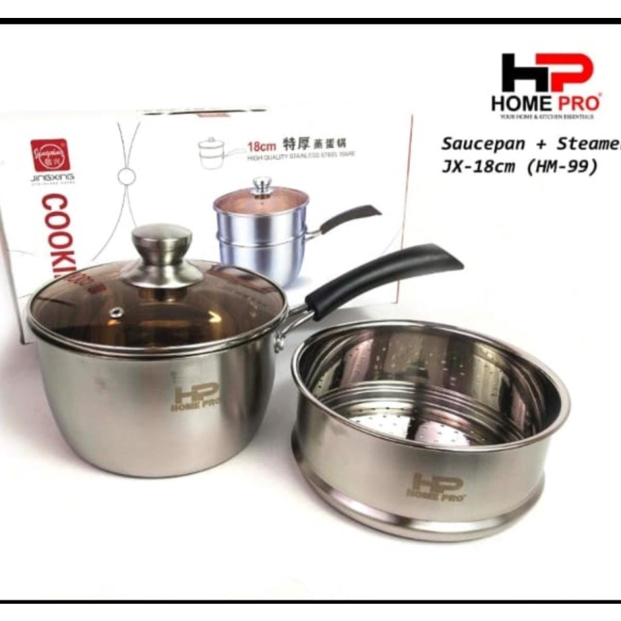 Home Pro Panci Susu 18 cm + Steamer Sauce Pan Milk Pot Gagang satu