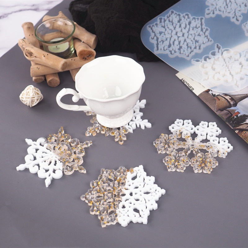 SIY  Snowflake Coaster Mold 4 inch Coaster Silicone Mold DIY Geode Coaster Mould Tool