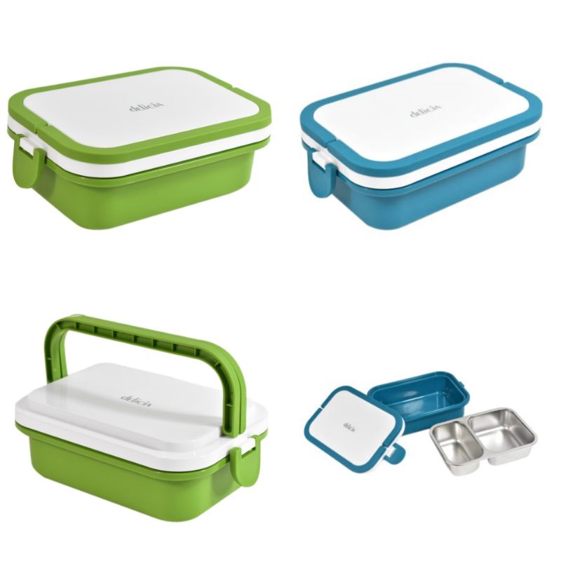 Delicia Lunch Box Tempat Makan Hijau Biru