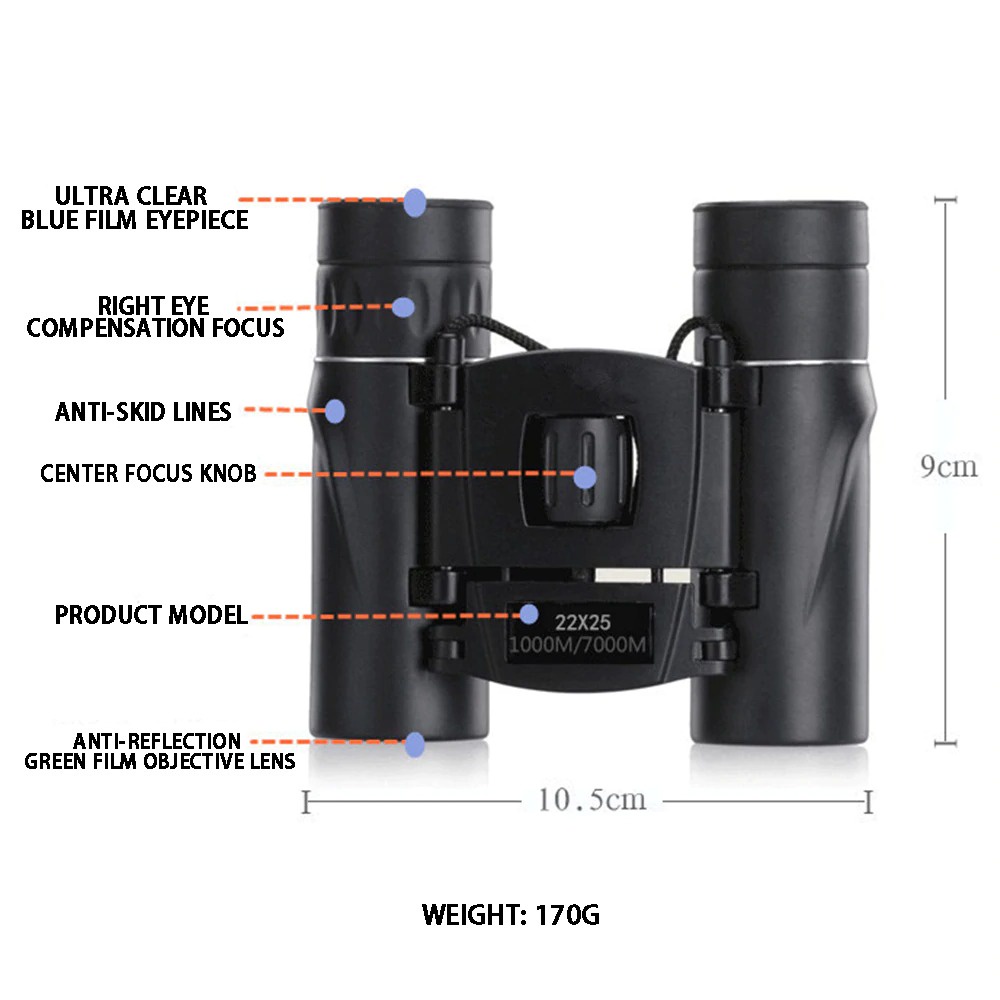 Teropong Binocular Magnification 22x25 Outdoor Camping Murah  - hitam