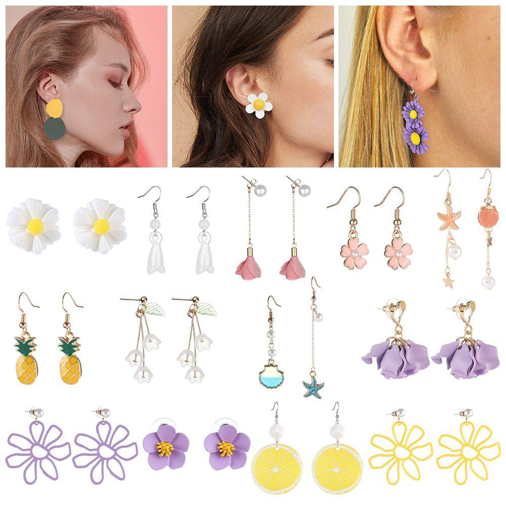 R-flower Daisy Earring Elegant Rock Akrilik Jewerly Hadiah