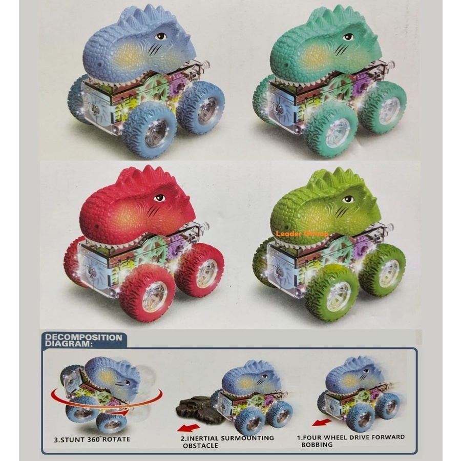 Main Dinosaurus Bigfoot Car Colourful Lights Gear 4Wd Mobil Dino