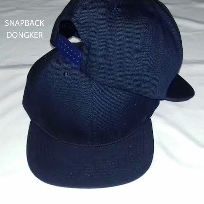 topi snapback hiphop polos biru dongker / navy