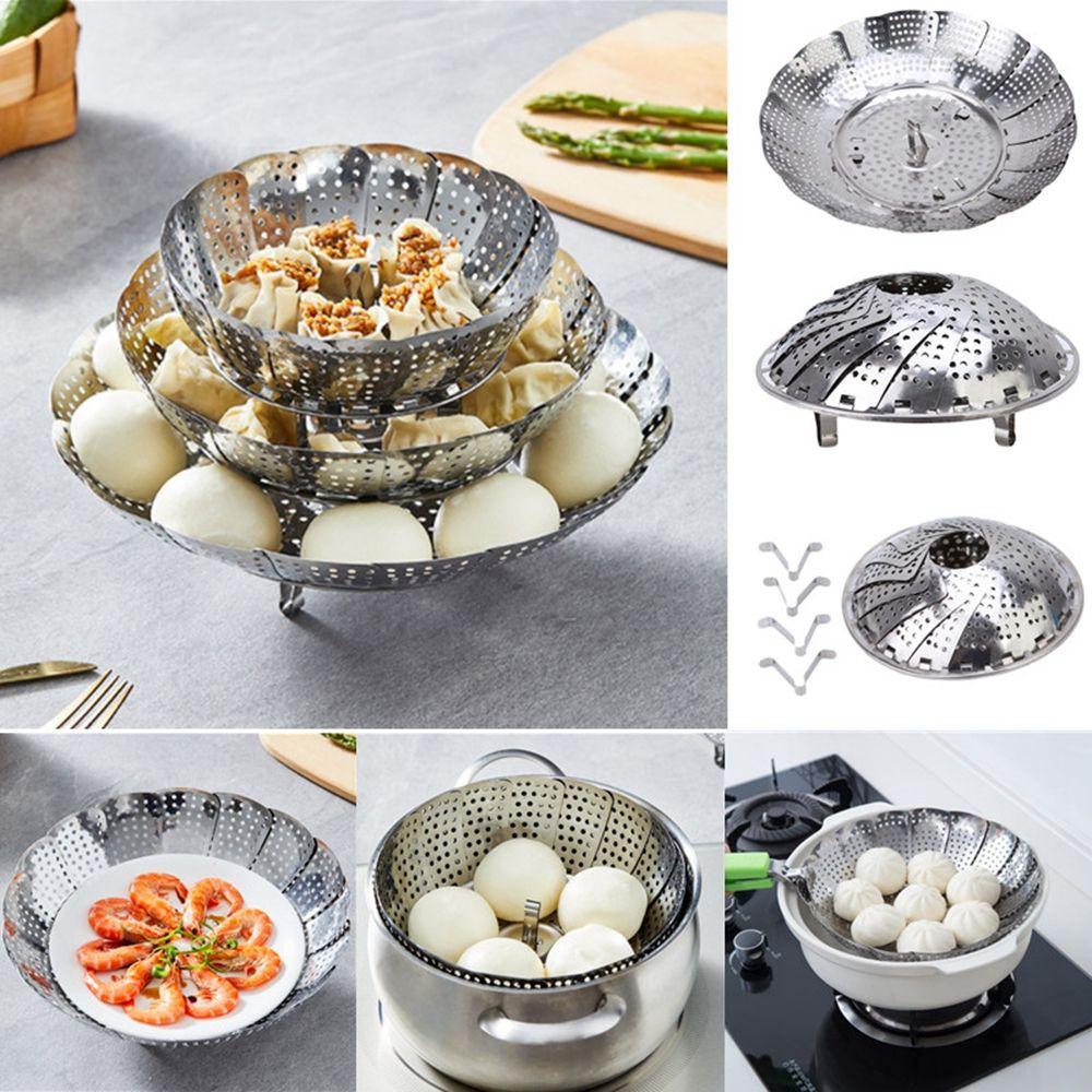 [Elegan] Steaming Tray Retractable Lotus Cookware Alat Dapur Keranjang Makanan Lipat Nampan Buah