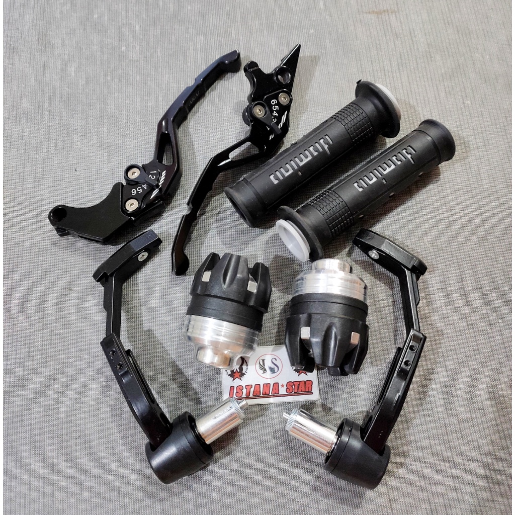 Paket Variasi Tiger/CBR150R/CB150R/Versa/Megapro/Sonic/SatriaFU Handle CNC Setelan Proguard Jalu As Handgrip Reall Pict EMAS