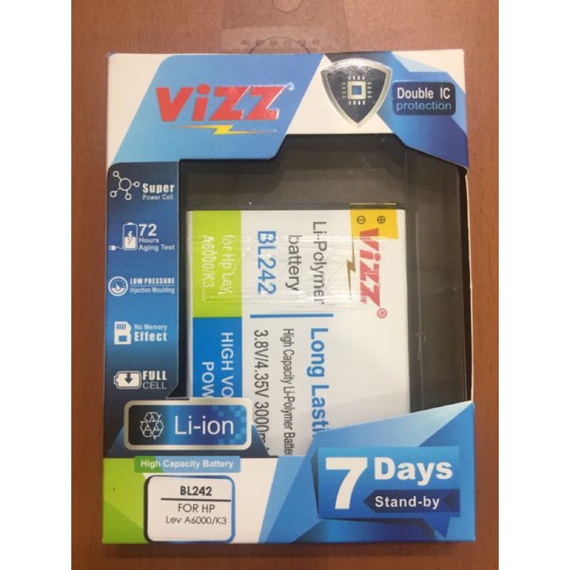 Baterai Vizz lenovo a6000 BL 242 BL242 double power batre batere