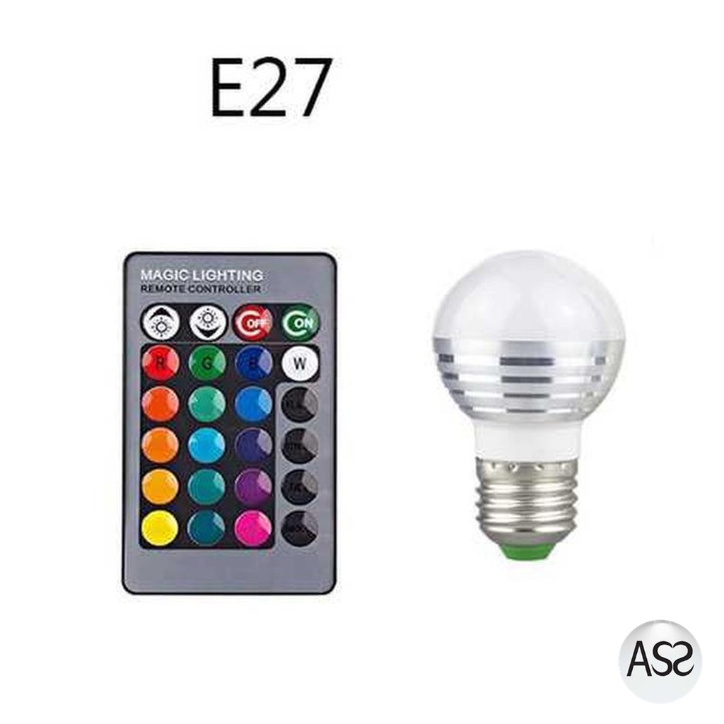 ASS Shop - TaffLED Lampu Bohlam LED RGB 3W 16 Colors E27 + Remote Control - 2835