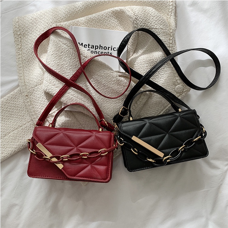 Tas Selempang Import Wanita Fashion Warna Solid Rantai Tekstur Berlian Tas Messenger Bahu Tunggal Tas Bahu Wanita Import Tas Wanita Tas Wanita Korea Handbag Korean Style