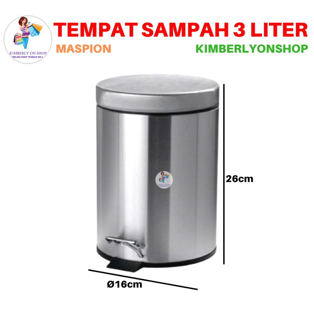 Tempat Sampah Dust Bin Injak Stainless Steel 3 Liter Maspion