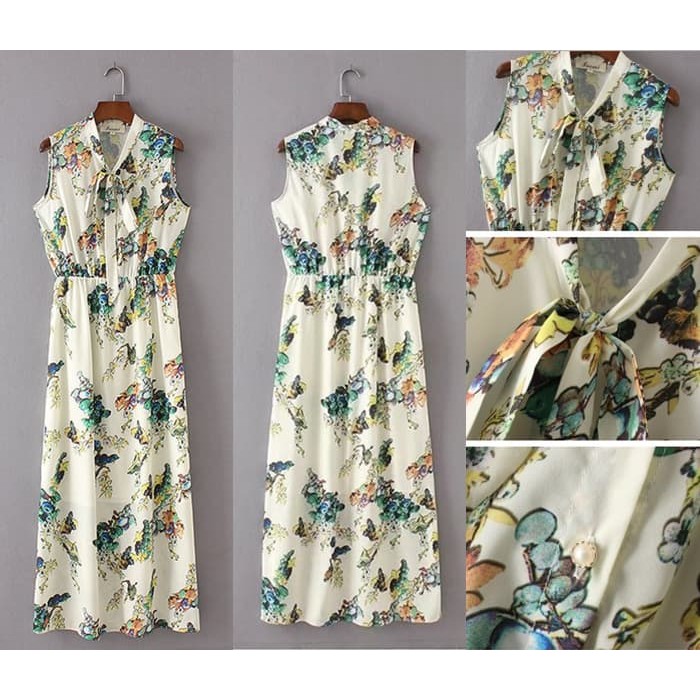 Murah white long dress maxi longdress pantai baju wanita korea import putih