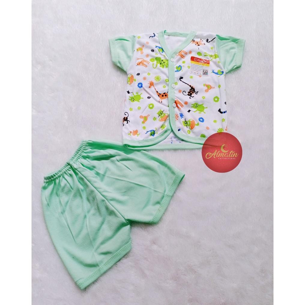 Setelan Anak / Setelan Baju Bayi Lengan Pendek / Baju Bayi Kancing Depan